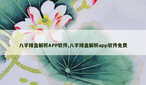 八字排盘解析APP软件,八字排盘解析app软件免费