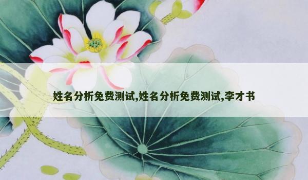 姓名分析免费测试,姓名分析免费测试,李才书