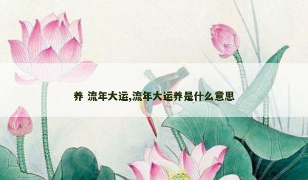 养 流年大运,流年大运养是什么意思