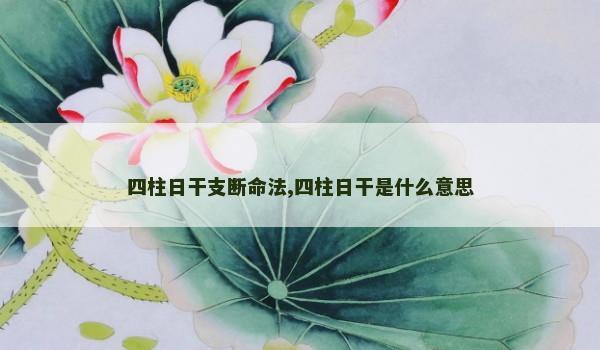 四柱日干支断命法,四柱日干是什么意思