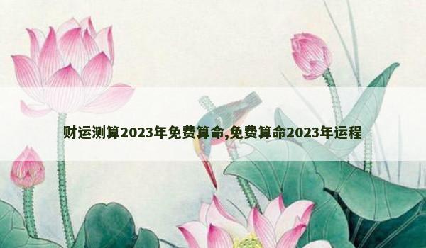 财运测算2023年免费算命,免费算命2023年运程