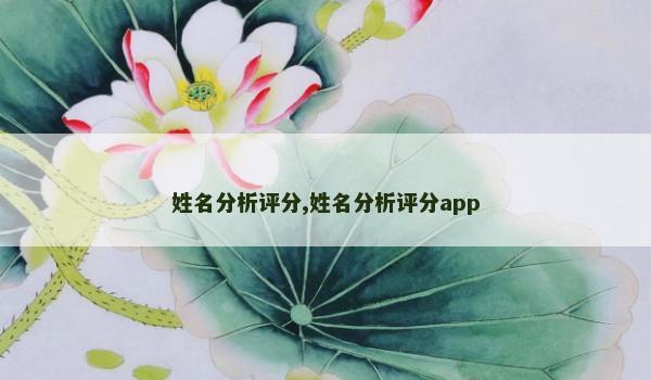 姓名分析评分,姓名分析评分app