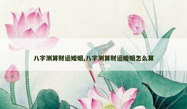 八字测算财运婚姻,八字测算财运婚姻怎么算