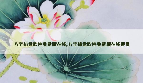 八字排盘软件免费版在线,八字排盘软件免费版在线使用