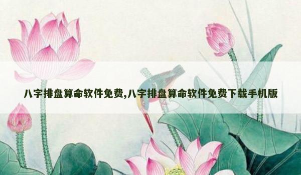 八字排盘算命软件免费,八字排盘算命软件免费下载手机版