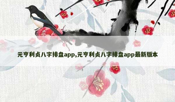 元亨利贞八字排盘app,元亨利贞八字排盘app最新版本