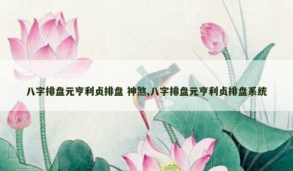 八字排盘元亨利贞排盘 神煞,八字排盘元亨利贞排盘系统