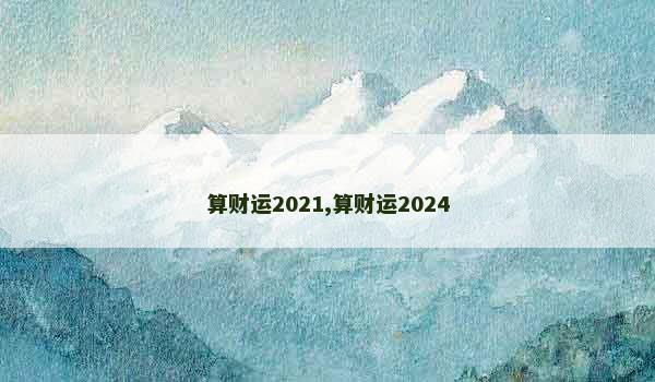 算财运2021,算财运2024