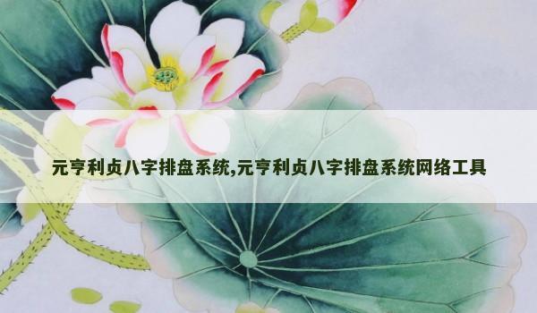 元亨利贞八字排盘系统,元亨利贞八字排盘系统网络工具