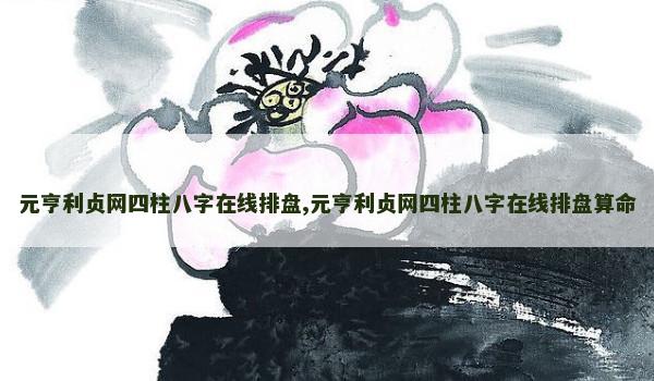 元亨利贞网四柱八字在线排盘,元亨利贞网四柱八字在线排盘算命