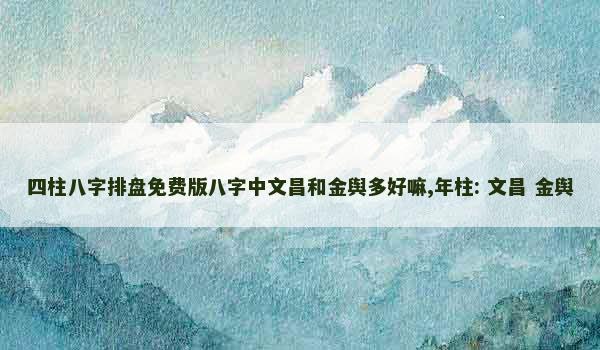 四柱八字排盘免费版八字中文昌和金舆多好嘛,年柱: 文昌 金舆