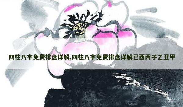 四柱八字免费排盘详解,四柱八字免费排盘详解已酉丙子乙丑甲